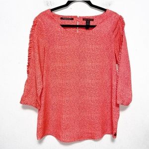 Maison Scotch Orange Blouse w/ Unique Sleeve Detail